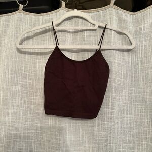 Brown Tight Spaghetti-Strap Crop-Top